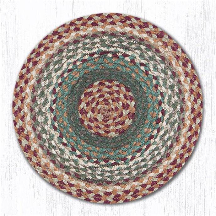 Buttermilk/Cranberry Jute Braided Chair Pad 15.5"x15.5" Thumbnail