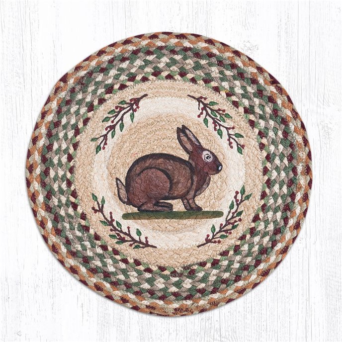 Vintage Rabbit Round Braided Chair Pad 15.5"x15.5" Thumbnail