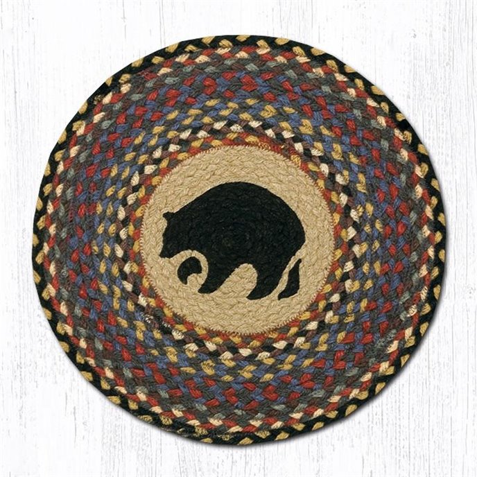 Black Bear Round Braided Chair Pad 15.5"x15.5" Thumbnail