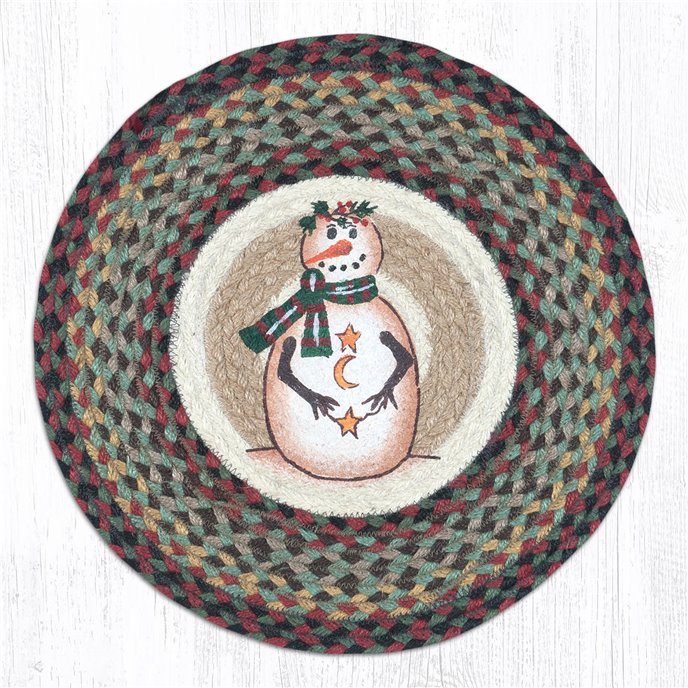 Moon & Star Snowman Round Braided Chair Pad 15.5"x15.5" Thumbnail
