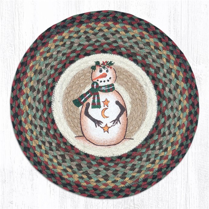 Moon & Star Snowman Round Braided Chair Pad 15.5"x15.5" Thumbnail