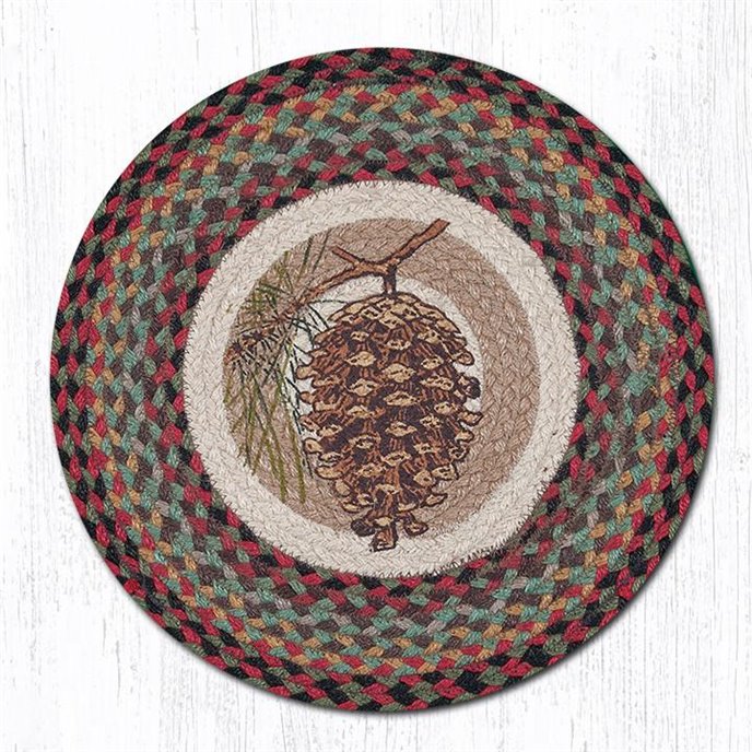 Pinecone Round Braided Chair Pad 15.5"x15.5" Thumbnail