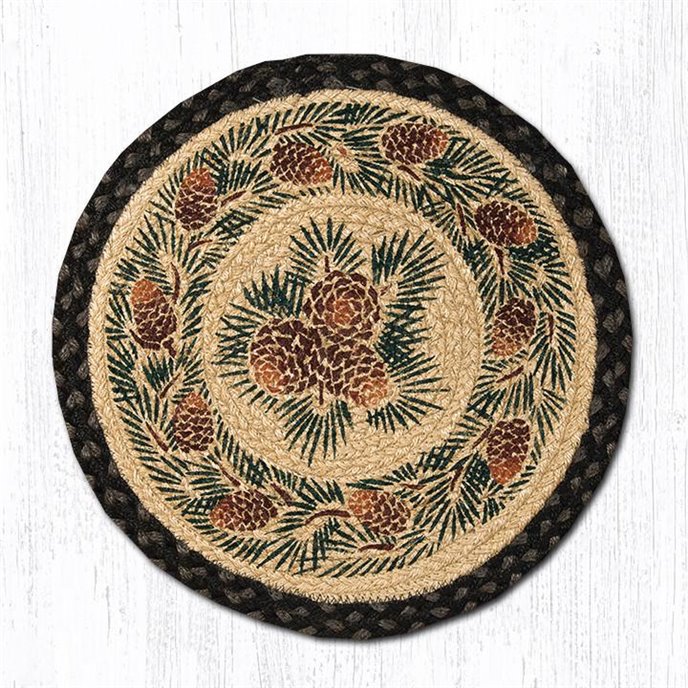 Pinecone Round Braided Chair Pad 15.5"x15.5" Thumbnail