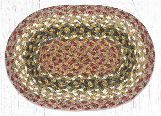 Olive/Burgundy/Gray Oval Braided Swatch 10"x15" Thumbnail