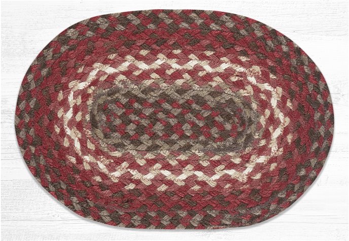 Taupe/Chestnut/Chili Pepper Oval Braided Swatch 10"x15" Thumbnail