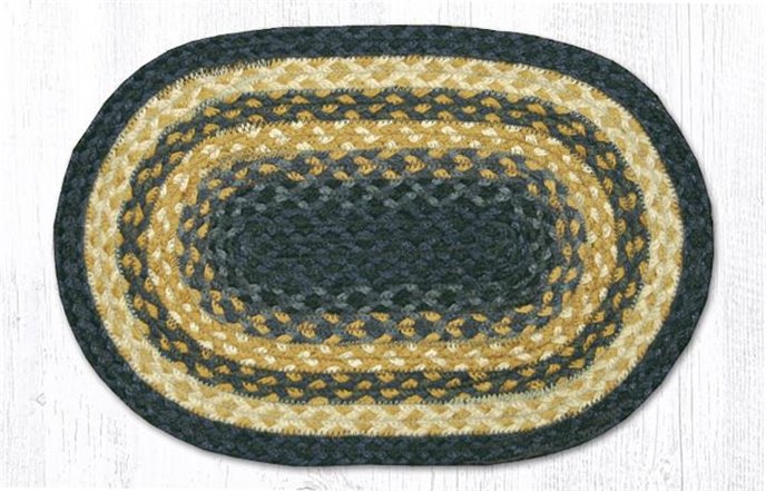 Lt. Blue/Dk. Blue/Mustard Oval Braided Swatch 10"x15" Thumbnail