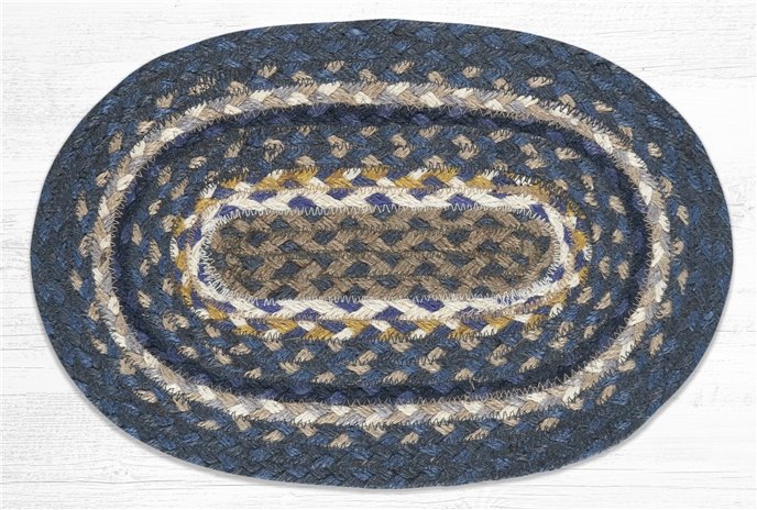 Deep Blue/Golden Rod/Cream Oval Braided Swatch 10"x15" Thumbnail