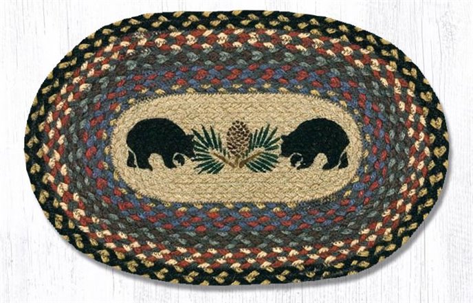 Black Bears Printed Oval Braided Swatch 10"x15" Thumbnail