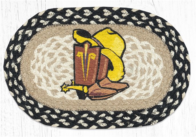 Cowboy Spurs Printed Oval Braided Swatch 10"x15" Thumbnail