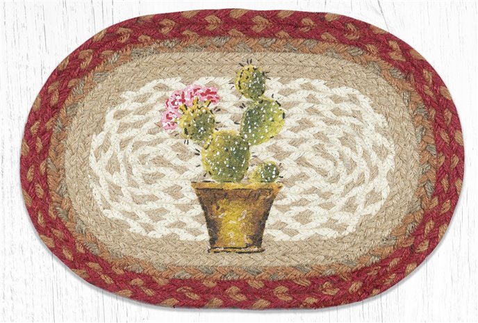 Cactus Printed Oval Braided Swatch 10"x15" Thumbnail