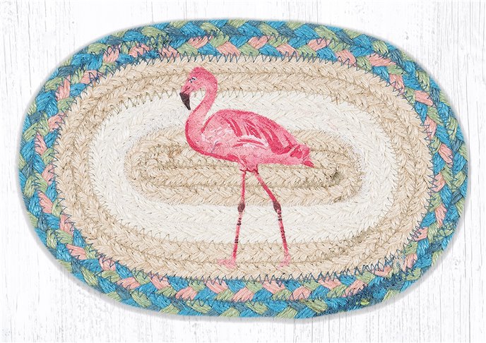 Pink Flamingo Printed Oval Braided Swatch 7.5"x11" Thumbnail