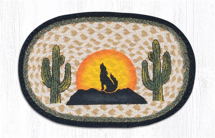 Coyote Silhouette Printed Oval Braided Swatch 10"x15" Thumbnail