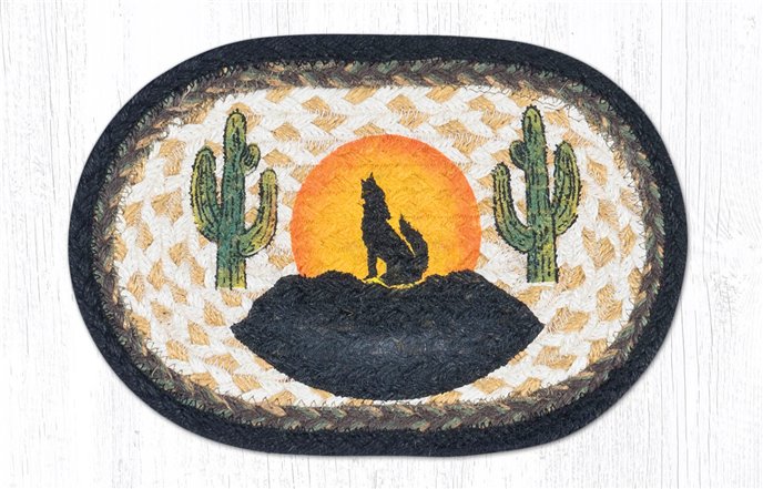 Howling Coyote Printed Oval Braided Swatch 7.5"x11" Thumbnail