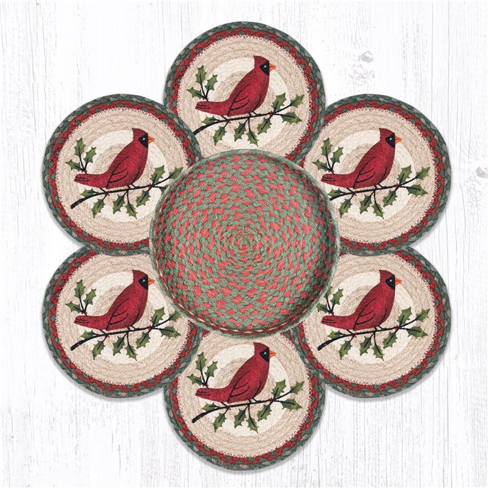 Holly Cardinal Trivets in a Basket 10"x10" Thumbnail