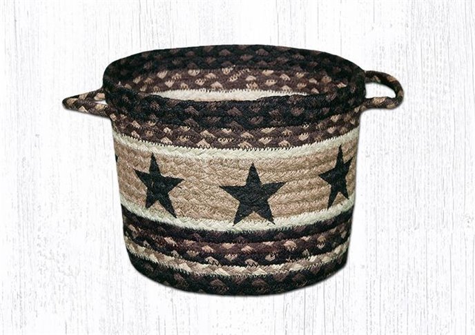 Black Stars Printed Braided Utility Basket 13"x9" Thumbnail