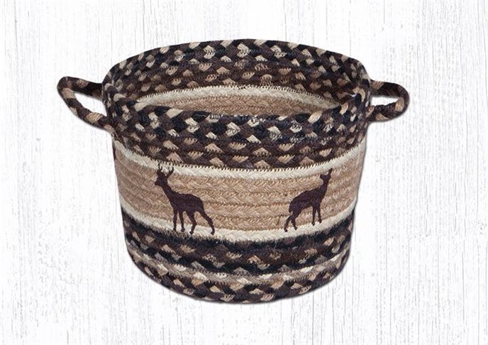 Deer Silhouettes Printed Braided Utility Basket 13"x9" Thumbnail