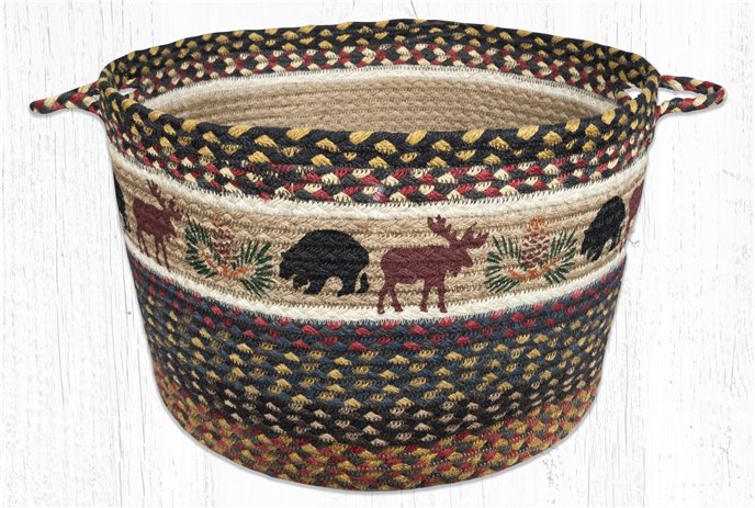 Bear/Moose Printed Braided Utility Basket 17"x11" Thumbnail