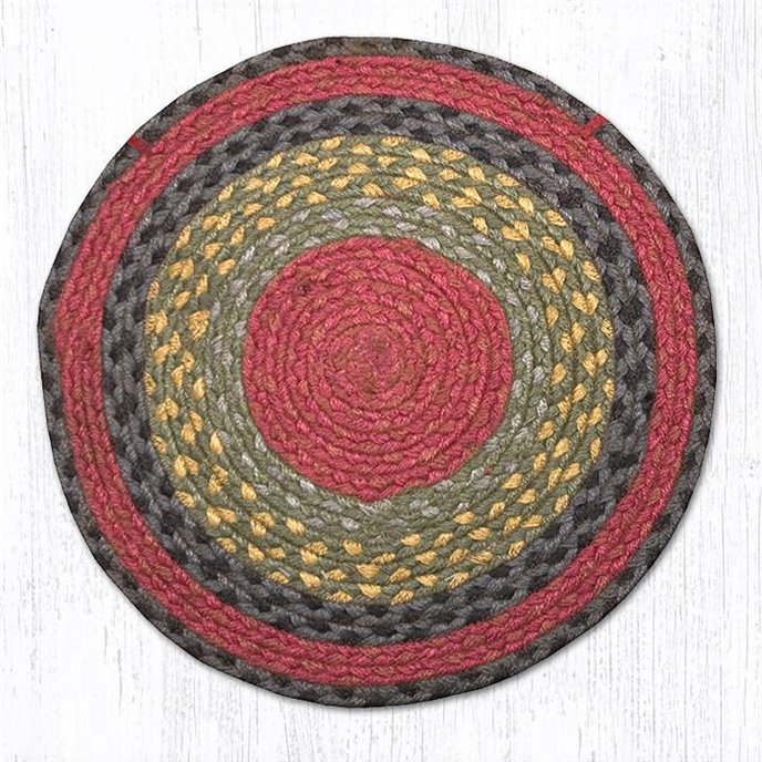 Burgundy/Olive/Charcoal Jute Braided Chair Pad 15.5"x15.5" Thumbnail