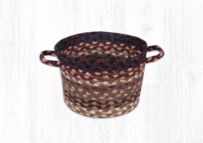 Black Cherry/Cholocate/Cream Braided Utility Basket 8"x6" Thumbnail