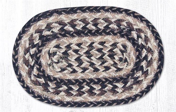 Black + Tan Oval Braided Swatch 7.5"x11" Thumbnail