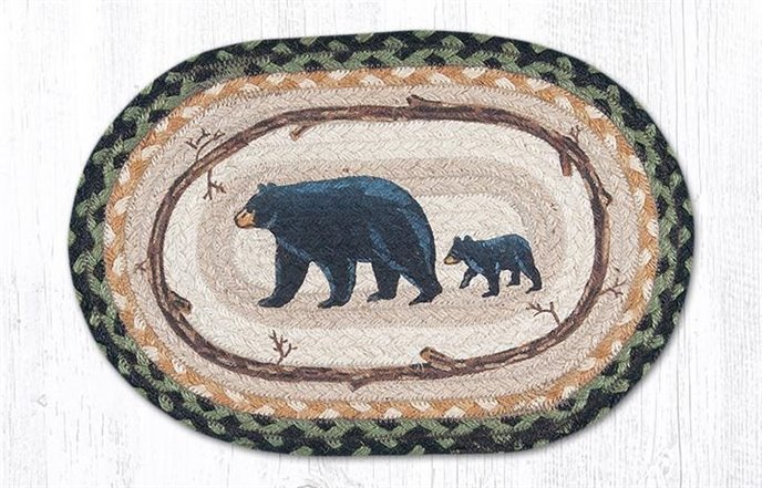 Mama & Baby Bear Printed Oval Braided Swatch 10"x15" Thumbnail