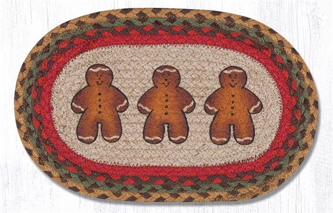 Gingerbread Man Printed Oval Braided Swatch 10"x15" Thumbnail