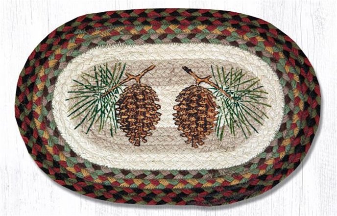 Pinecone Printed Oval Braided Swatch 10"x15" Thumbnail