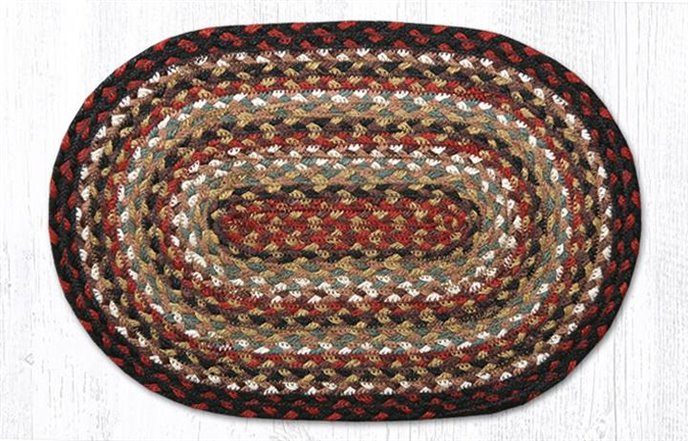 Burgundy/Mustard/Ivory Oval Braided Swatch 10"x15" Thumbnail