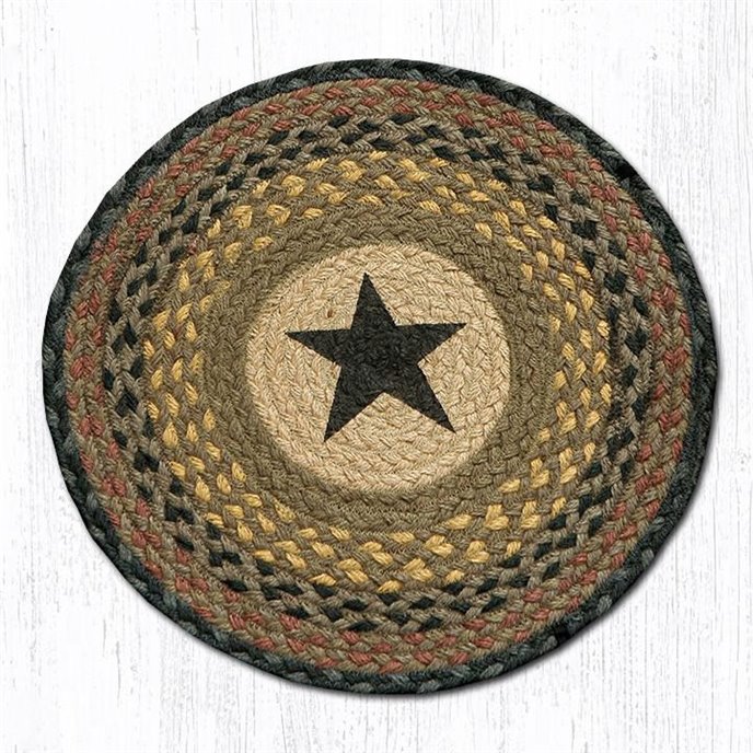 Black Star Round Braided Chair Pad 15.5"x15.5" Thumbnail