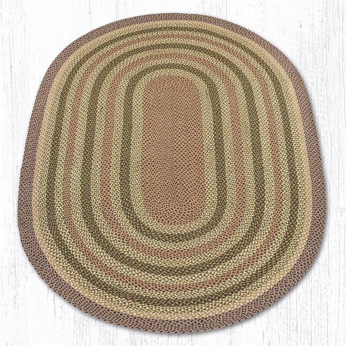 Olive/Burgundy/Gray Oval Braided Rug 6'x9' Thumbnail