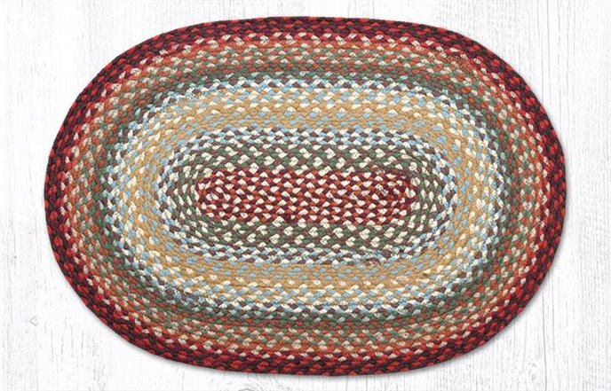 Thistle Green/Country Red Oval Braided Rug 20"x30" Thumbnail