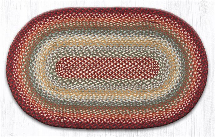 Thistle Green/Country Red Oval Braided Rug 27"x45" Thumbnail