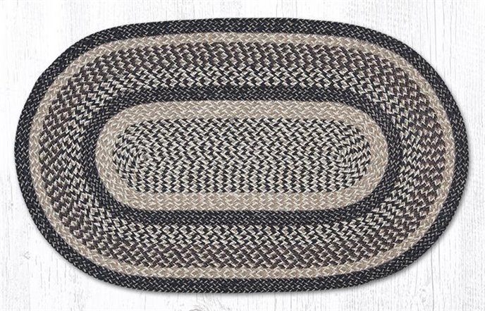 Black + Tan Oval Braided Rug 27"x45" Thumbnail