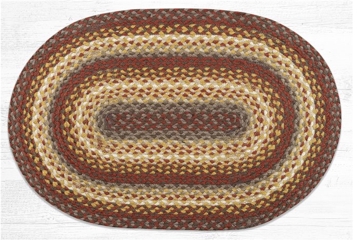 Taupe/Golden Rod/Terracotta Oval Braided Rug 20"x30" Thumbnail