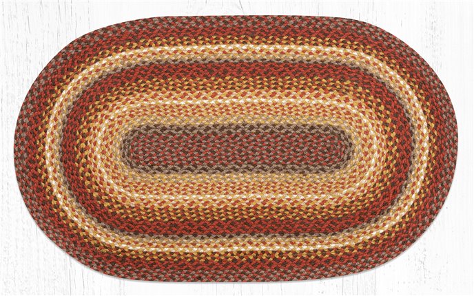 Taupe/Golden Rod/Terracotta Oval Braided Rug 27"x45" Thumbnail