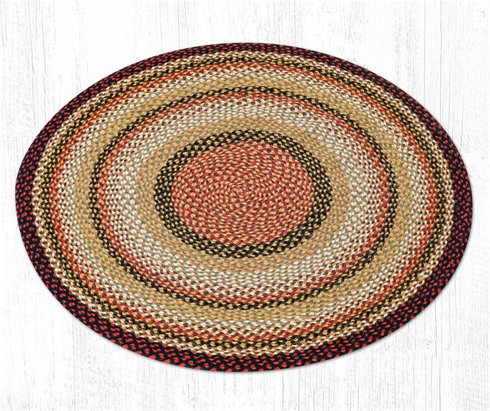 Burgundy/Mustard/Ivory Round Braided Rug 4'x4' Thumbnail