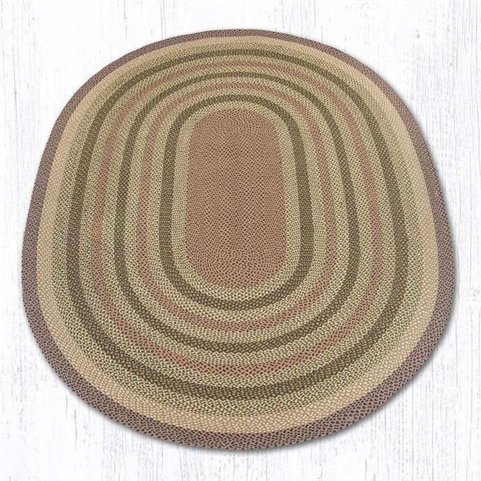 Olive/Burgundy/Gray Oval Braided Rug 8'x11' Thumbnail