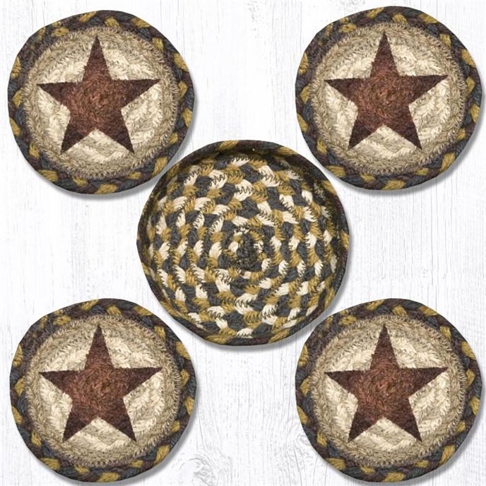 Gold Star Braided Coasters in a Basket 5"x5" Set of 4 Thumbnail