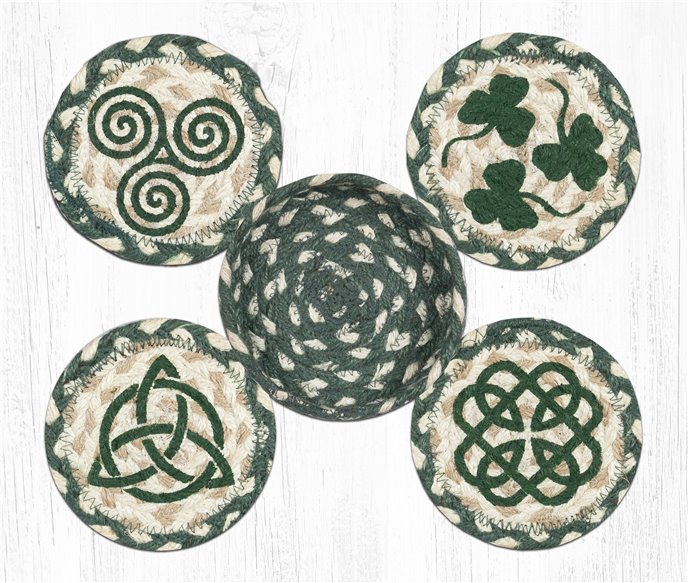 Irish Braided Coasters in a Basket 5"x5" Set of 4 Thumbnail