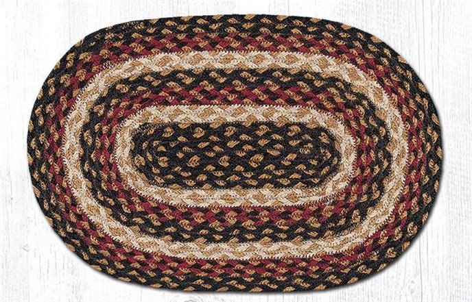 Burgundy/Black/Dijon Oval Braided Swatch 10"x15" Thumbnail
