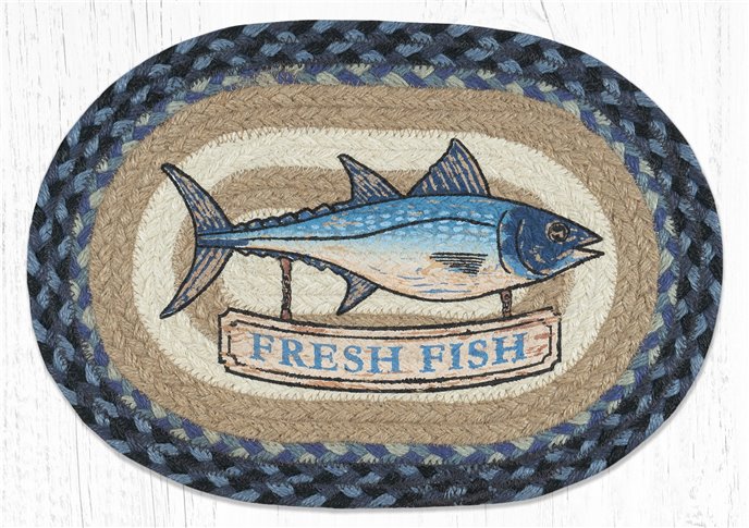 Fresh Fish Printed Oval Braided Swatch 10"x15" Thumbnail