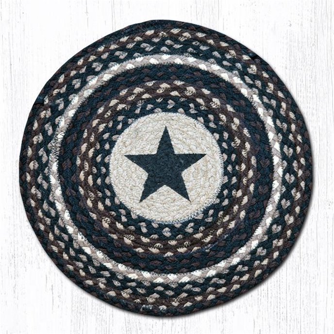 Black Star Round Braided Chair Pad 15.5"x15.5" Thumbnail