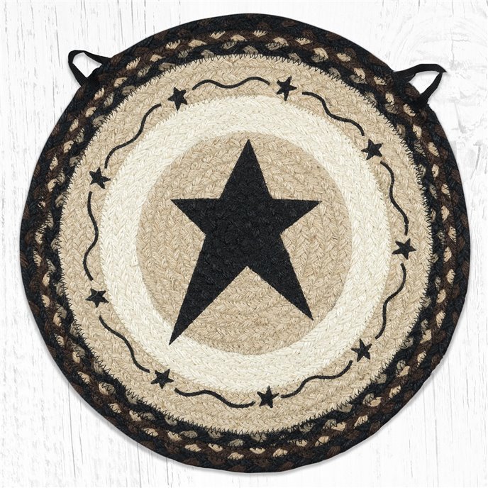 Primitive Star Black Round Braided Chair Pad 15.5"x15.5" Thumbnail