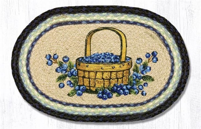 Blueberry Basket Printed Oval Braided Swatch 10"x15" Thumbnail