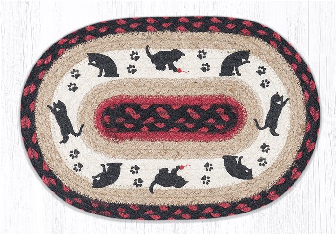 Cat and Kitten Printed Oval Braided Swatch 10"x15" Thumbnail