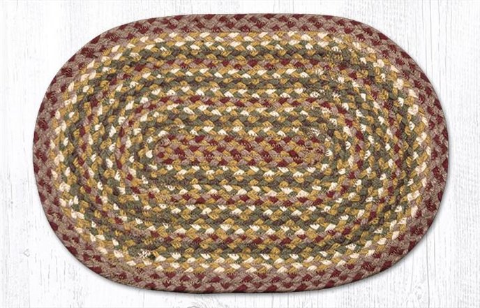 Olive/Burgundy/Gray Oval Braided Swatch 10"x15" Thumbnail