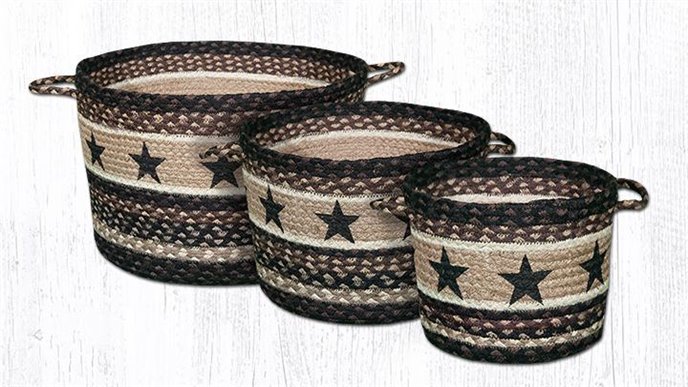 Black Stars Printed Braided Utility Basket 9"x7" Thumbnail