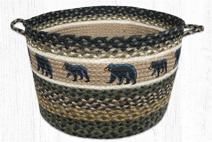 Mama and Baby Bear Printed Braided Utility Basket 17"x11" Thumbnail