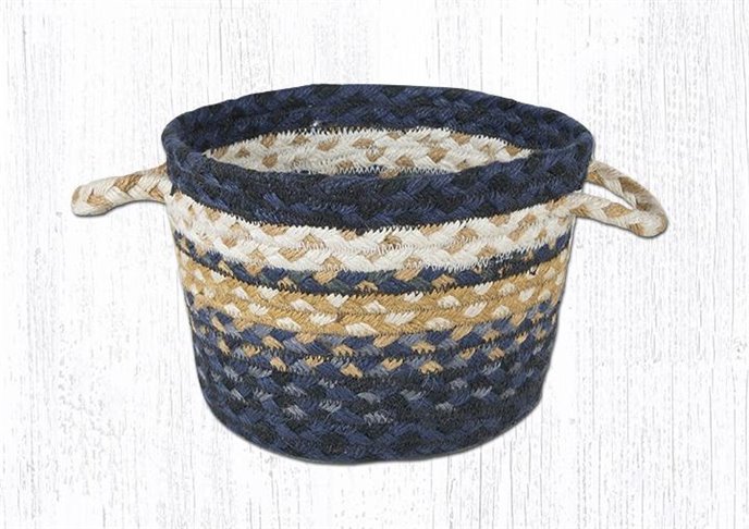 Light & Dark Blue/Mustard Braided Utility Basket 8"x6" Thumbnail
