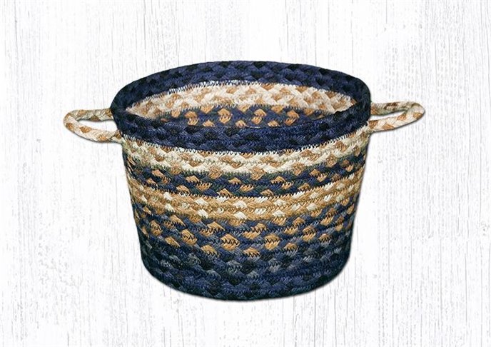 Light & Dark Blue/Mustard Braided Utility Basket 9"x7" Thumbnail